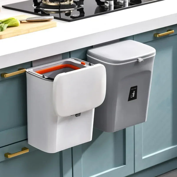Wall-Mounted Bathroom Trash Can with Lid