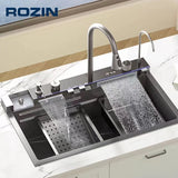 Luxury Kitchen Sink with Digital Display and Waterfall Design